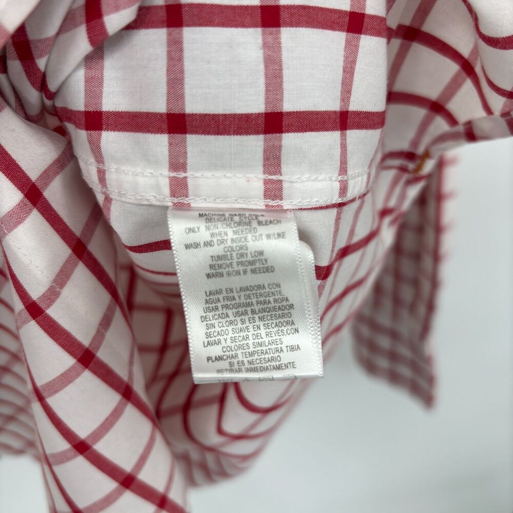 Dockers Mens Red White Plaid Button Down Shirt Medium Long Sleeve Classic Preppy - Picture 5 of 9